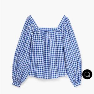 NWT Kate Spade Gingham Square-neck Top